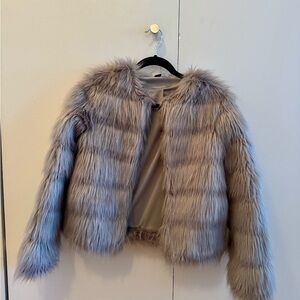 H&M Grey Jacket Faux Fur